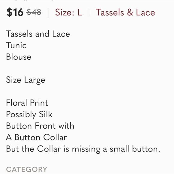 Women's Tassels & Lace Blouse Size L GUC - Picture 7 of 8